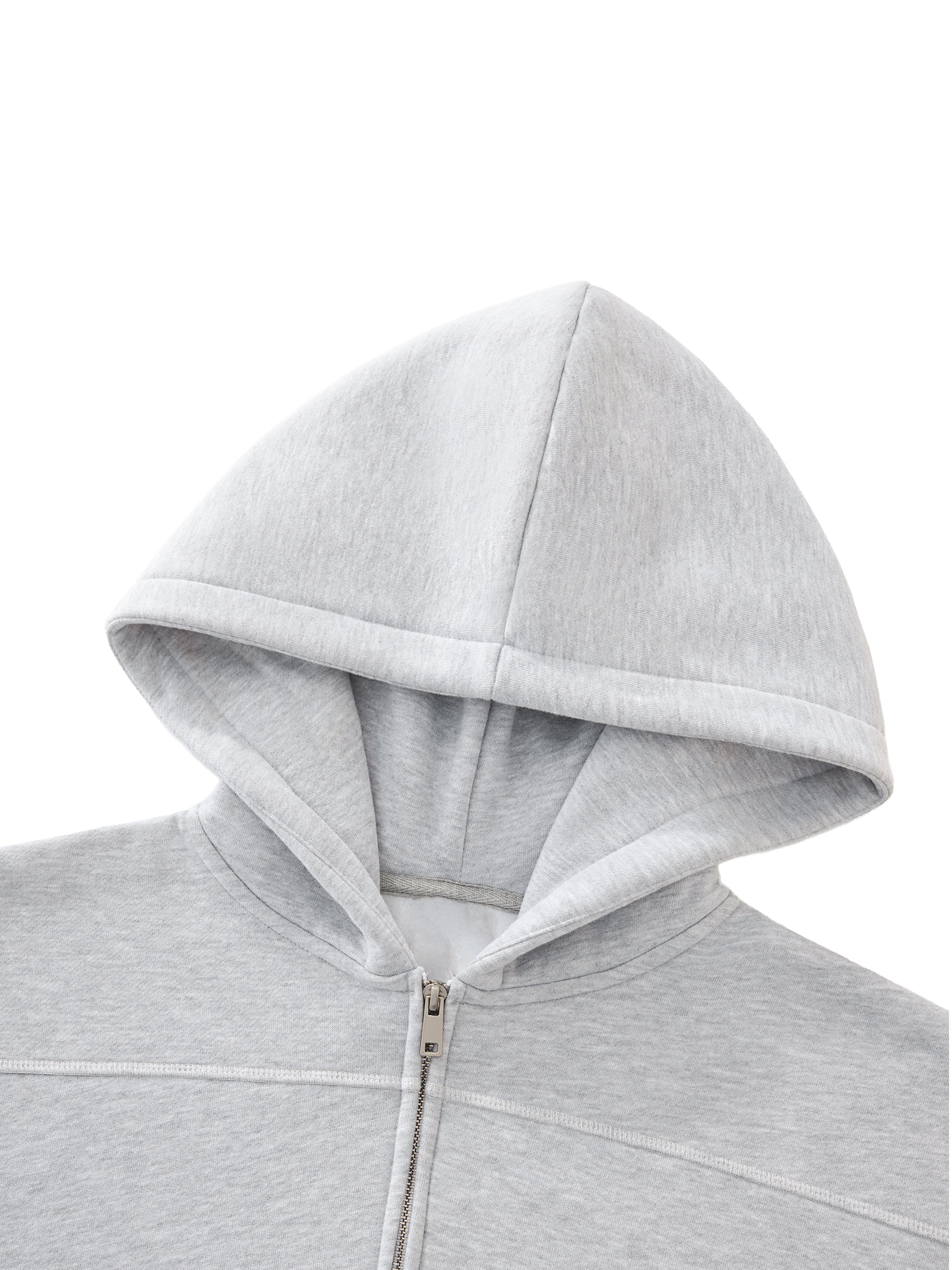 Contrast Stitched Boxy Fleece Zip Hoodie