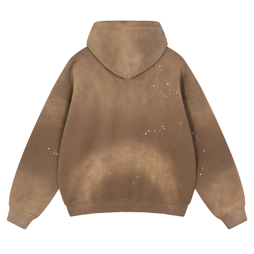 Vintage Washed Frayed Fleece Hoodie