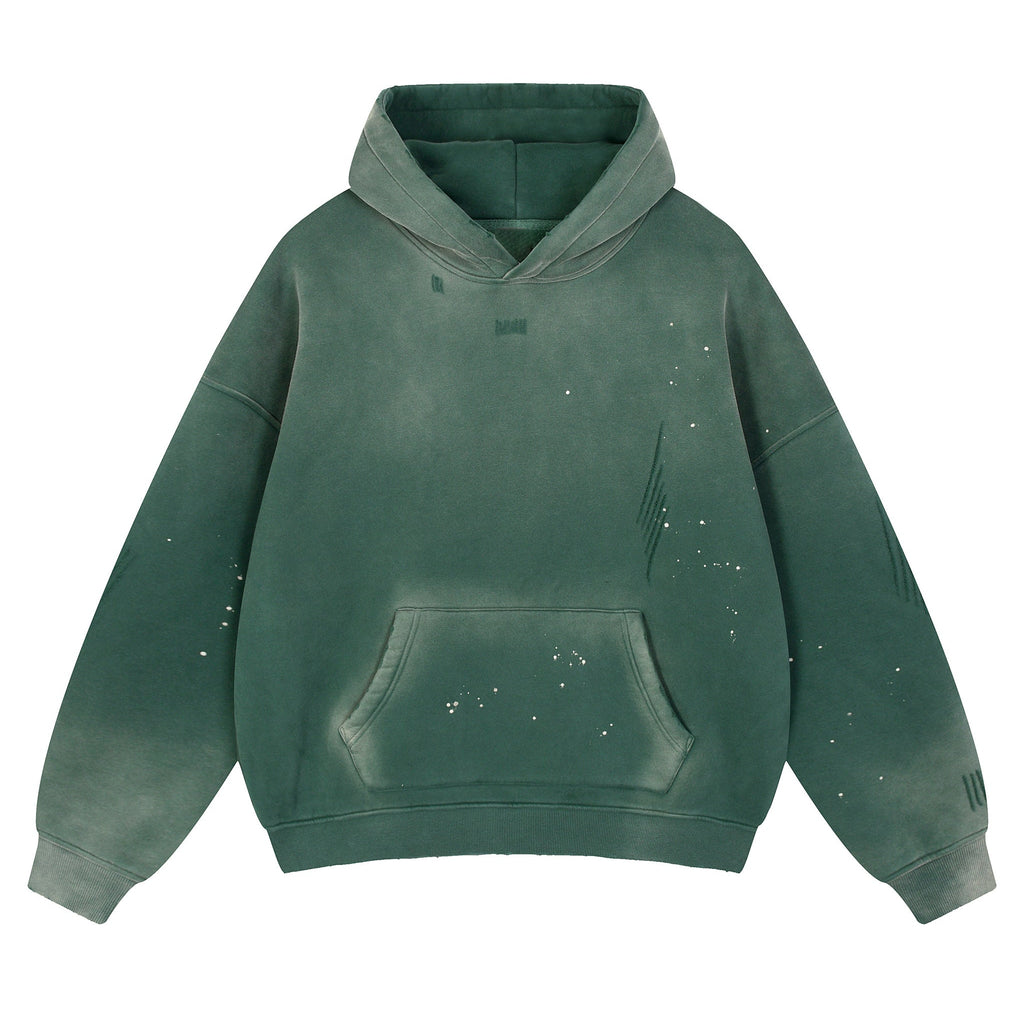 Vintage Washed Frayed Fleece Hoodie