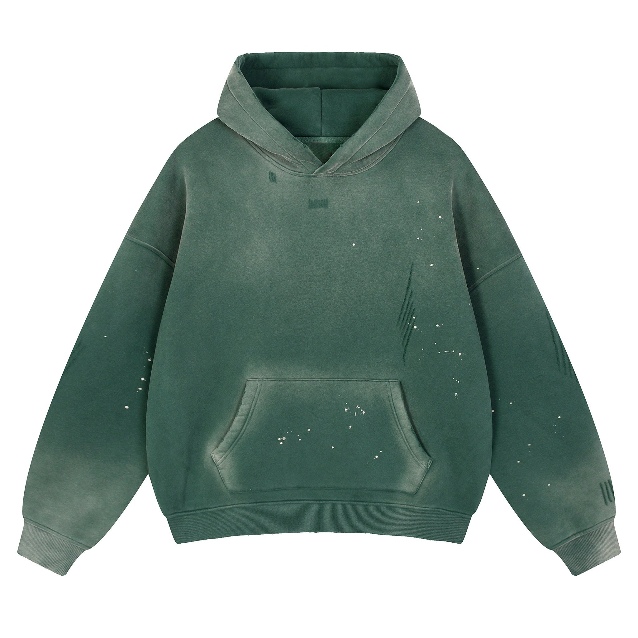 Vintage Washed Frayed Fleece Hoodie