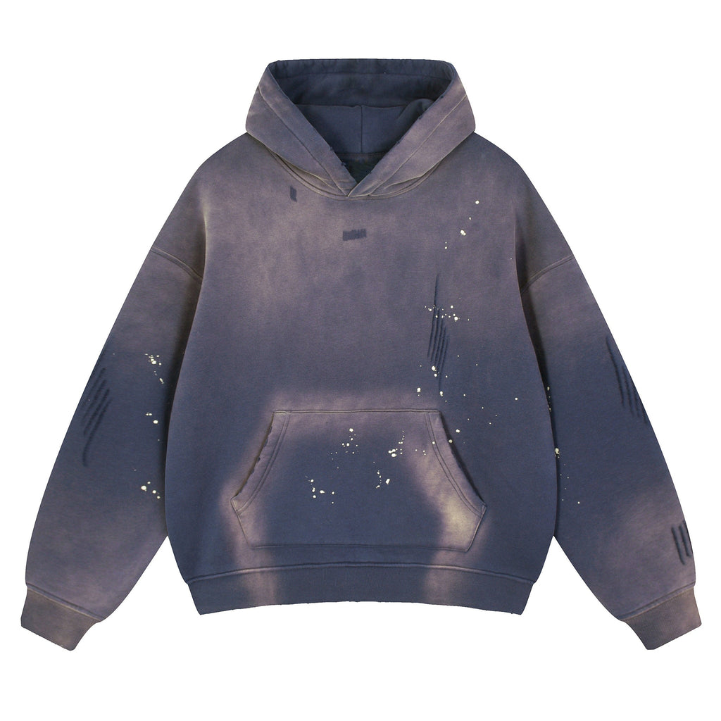 Vintage Washed Frayed Fleece Hoodie