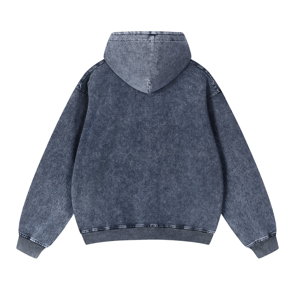 Snow Wash Oversized Zip-Up Hoodie