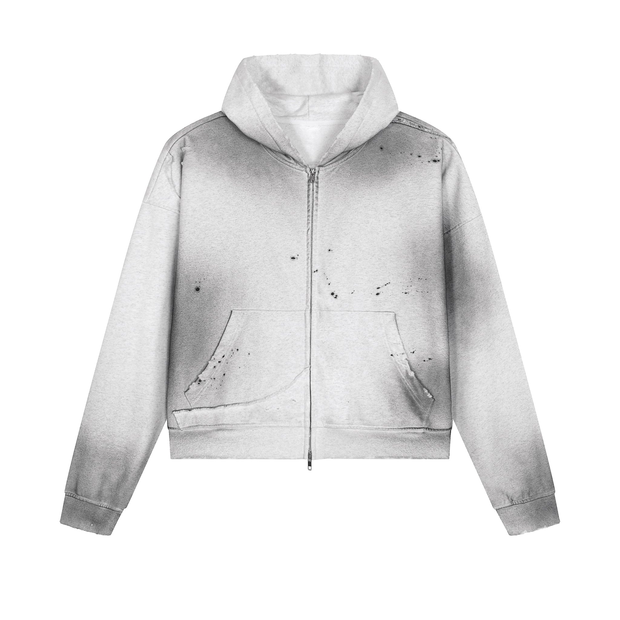 Frayed Fleece Zip Up Hoodie