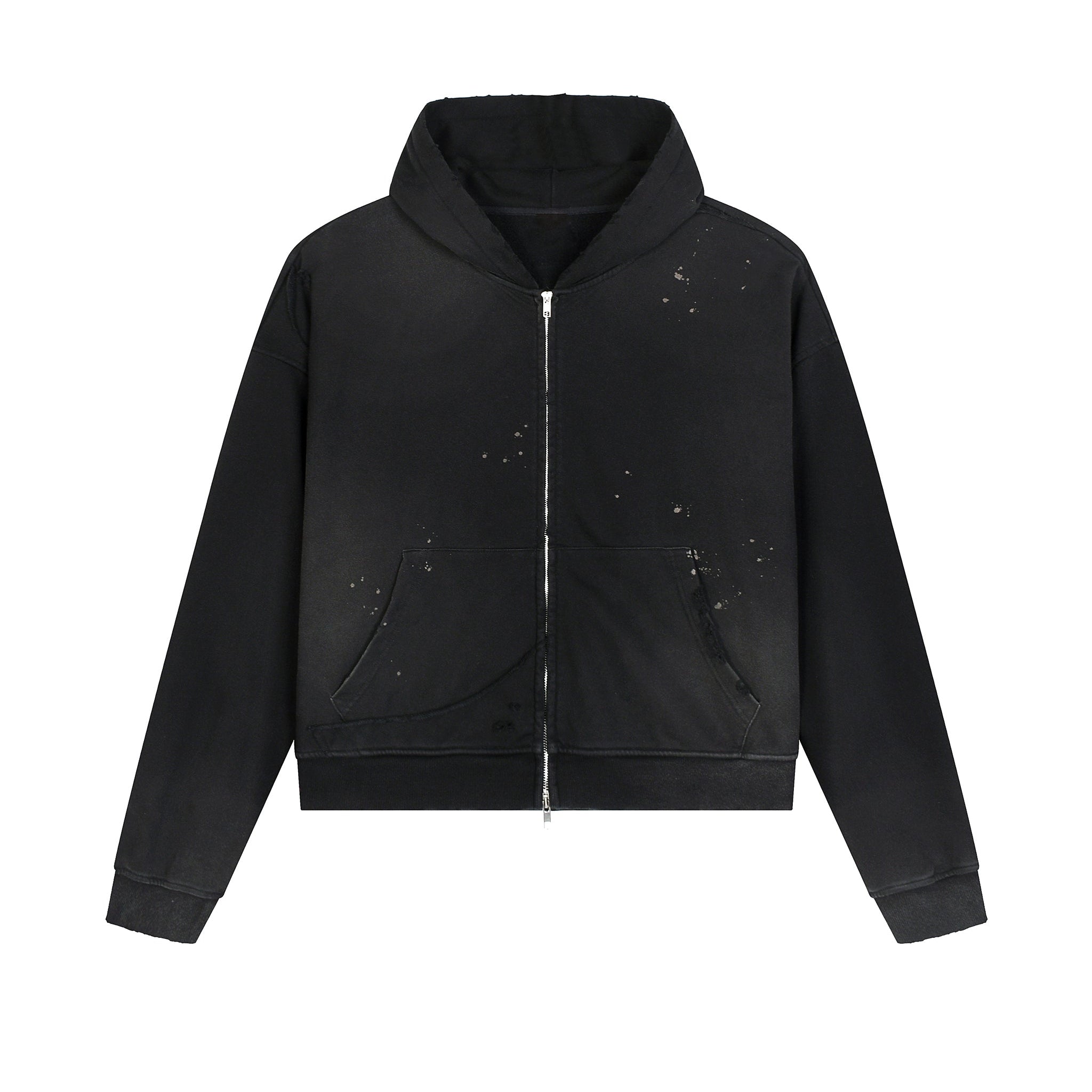 Frayed Fleece Zip Up Hoodie