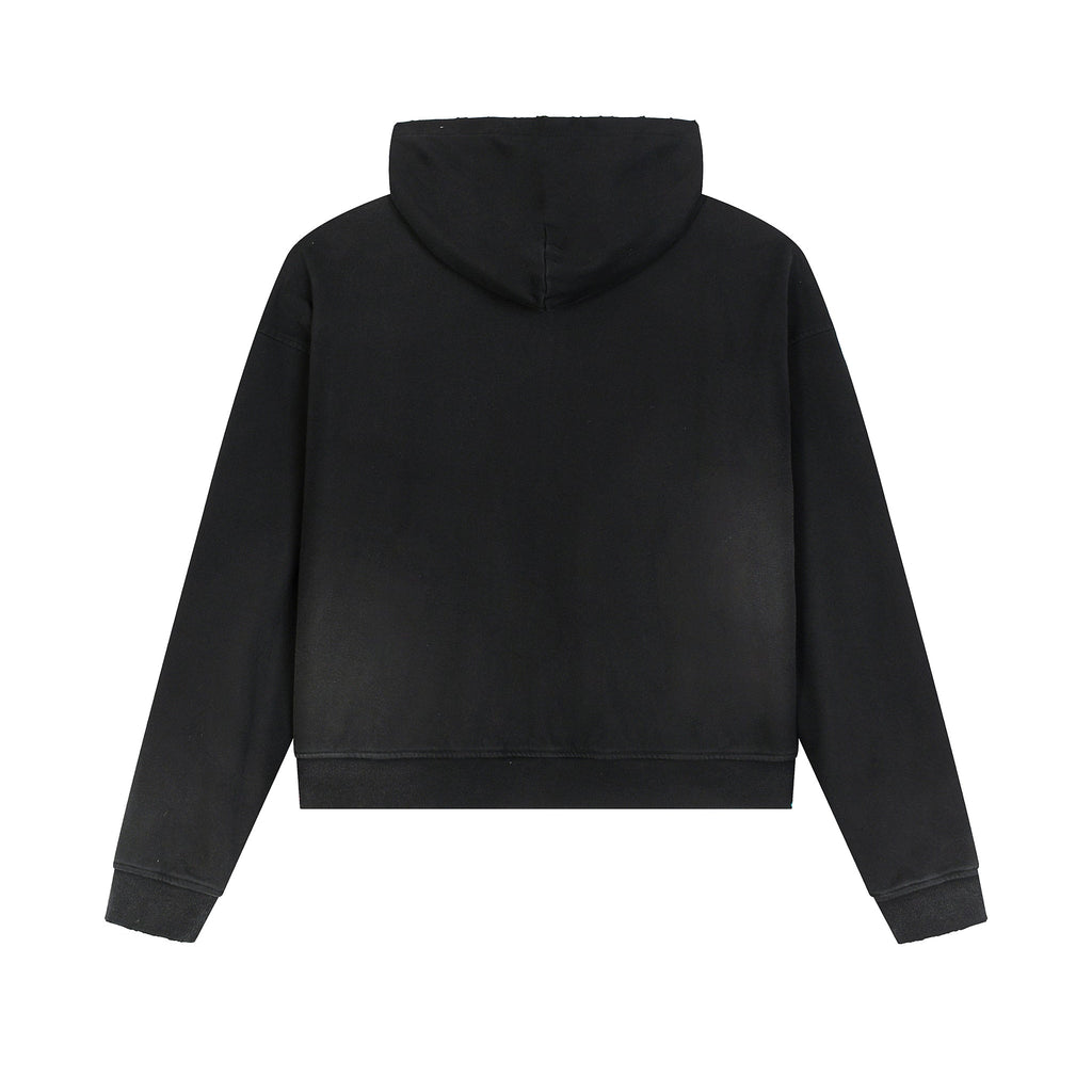 Frayed Fleece Zip Up Hoodie