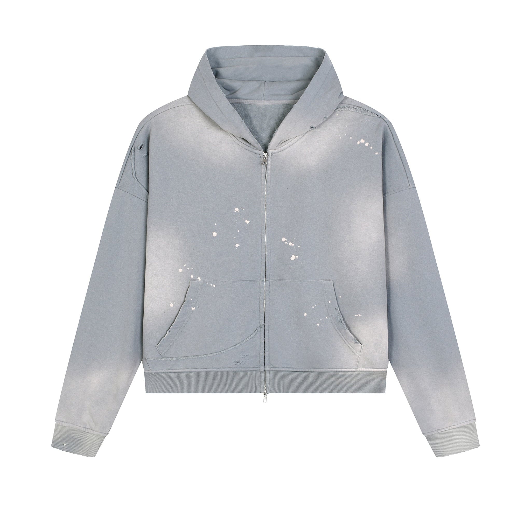 Frayed Fleece Zip Up Hoodie