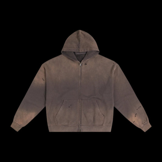 Hand Frayed Sunfade Zip Hoodie