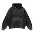 Black Vintage Wash Frayed Fleece Hoodie