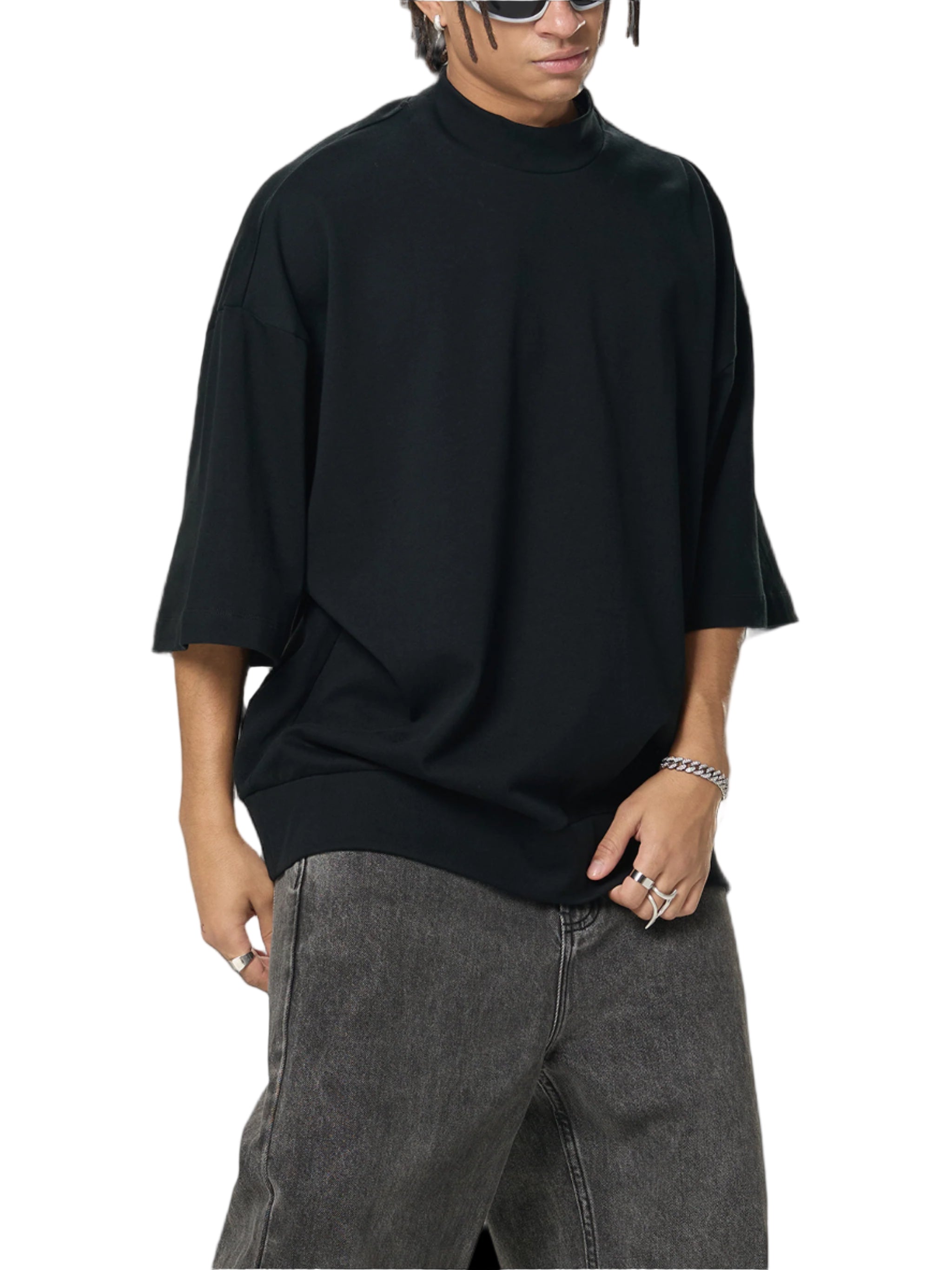 Heavyweight Oversized Mock Neck T-Shirt