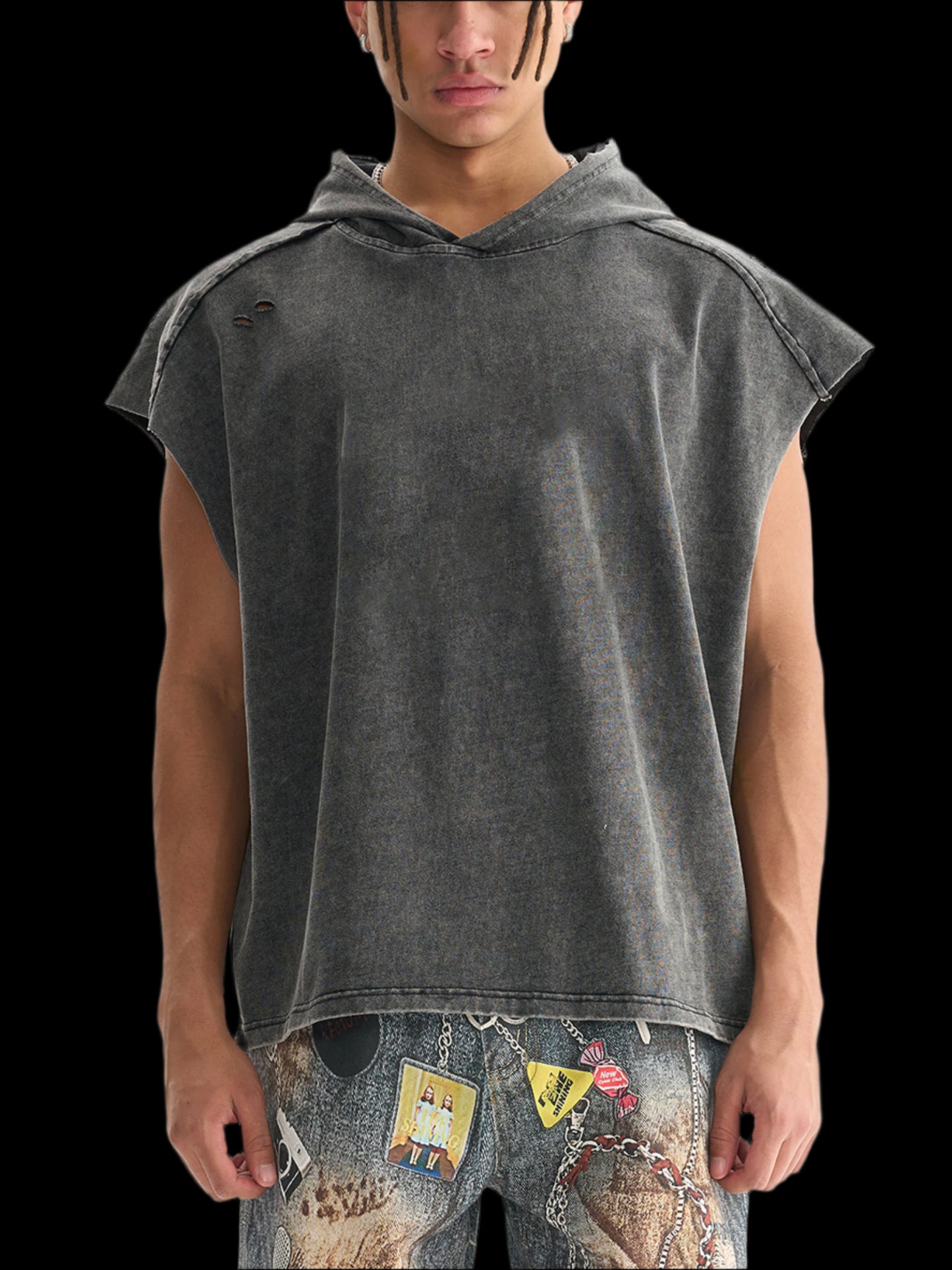 Snow Washed Boxy Hooded Tank