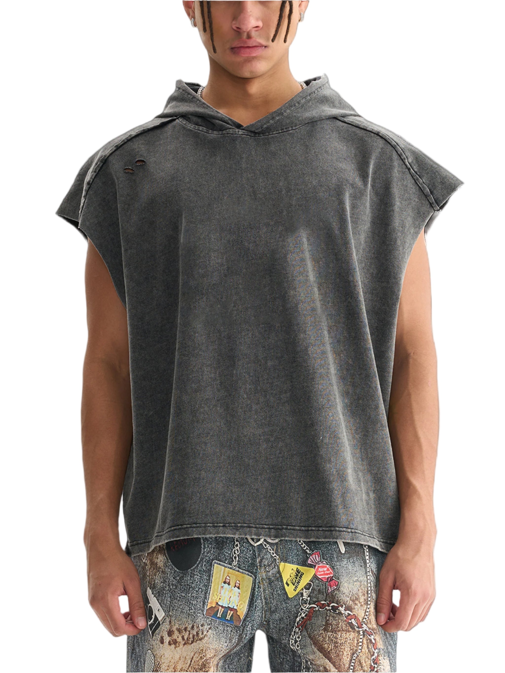 Snow Washed Boxy Hooded Tank