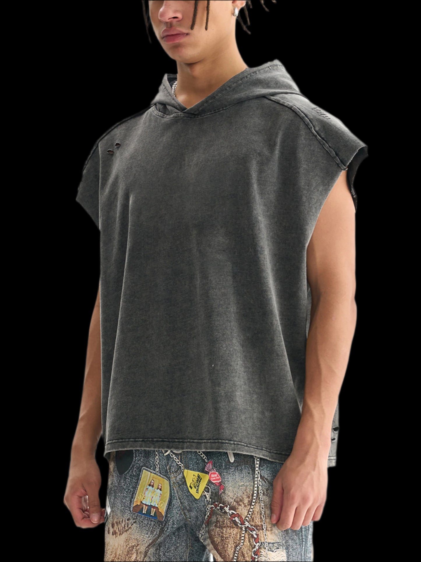 Snow Washed Boxy Hooded Tank