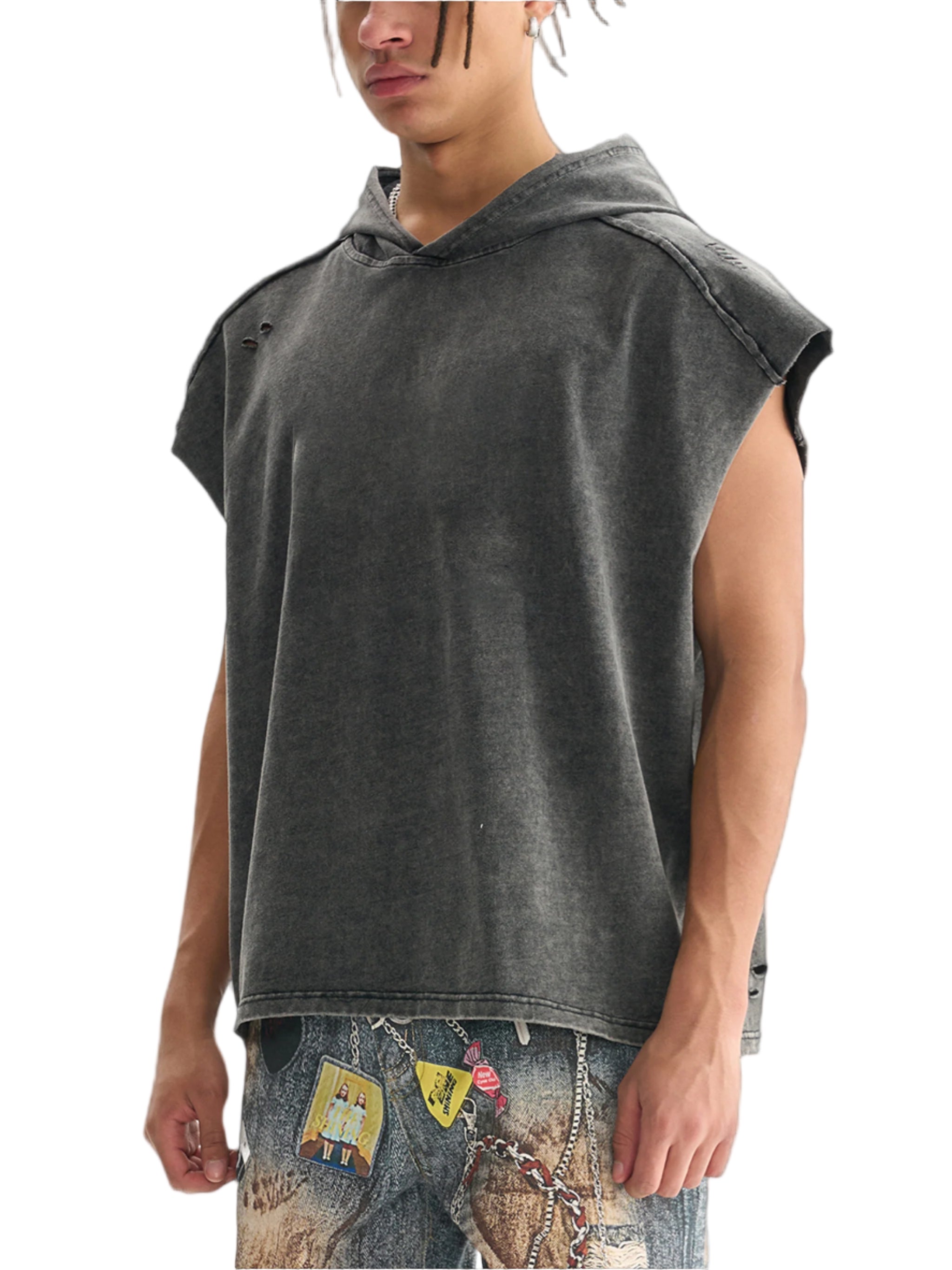 Snow Washed Boxy Hooded Tank