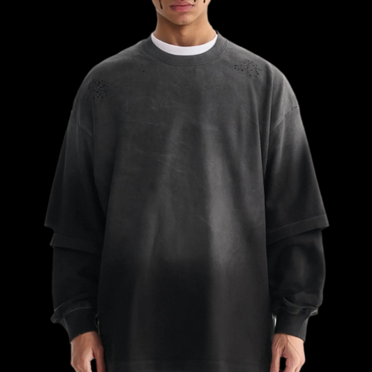 Sunfade Hand Frayed Faux Two Piece T-Shirt